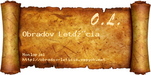 Obradov Letícia névjegykártya